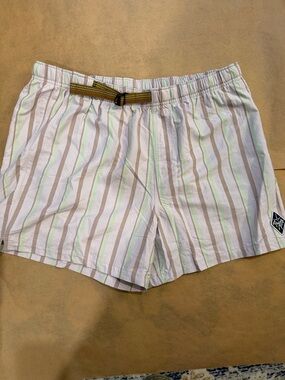 Prana Indio Heritage Pastel Striped Shorts with Patch Logo NWOT